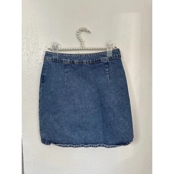 Asos Denim Wrap Skirt Women Blue Jean Size 4 - Picture 3 of 9